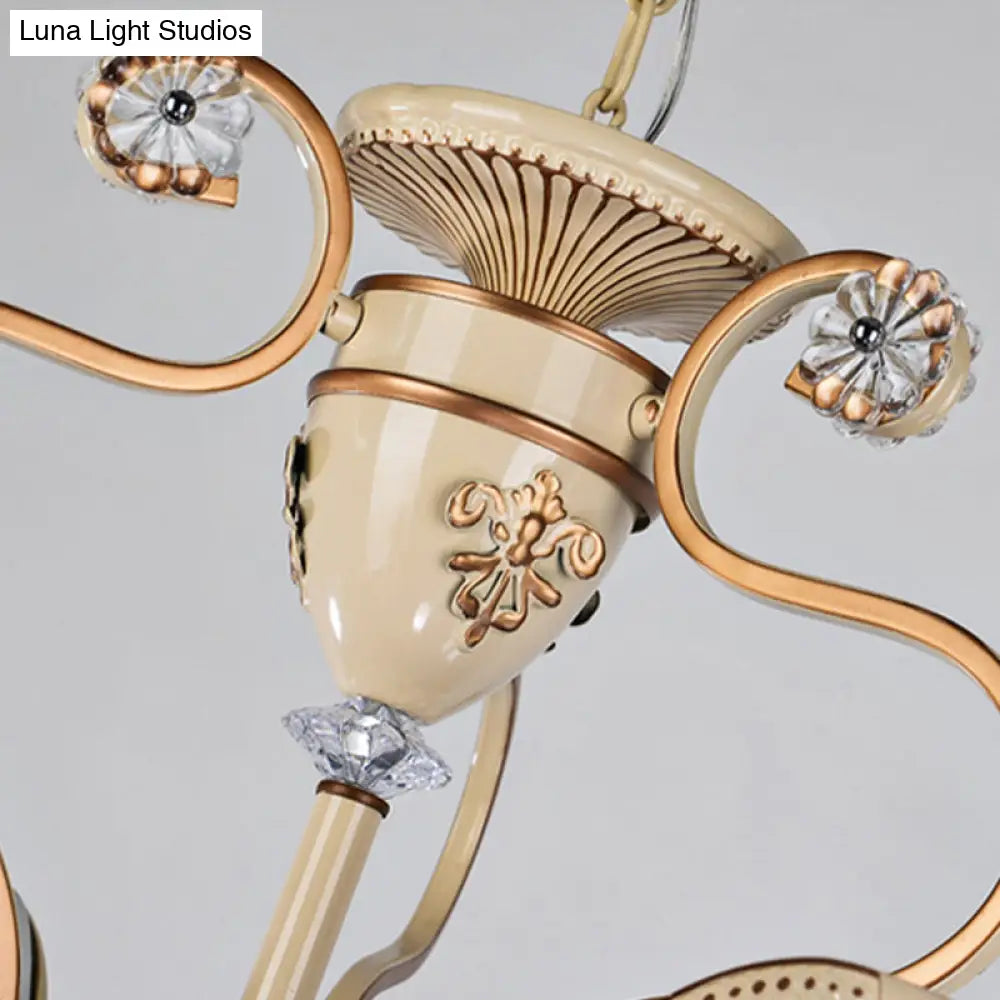 Lámpara de araña de vitral azul con diseño de cuadrícula Tiffany y 9 luces