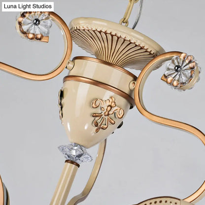 Lámpara de araña de vitral azul con diseño de cuadrícula Tiffany y 9 luces