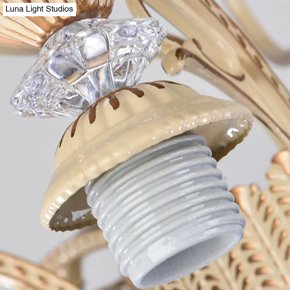 Lámpara de araña de vitral azul con diseño de cuadrícula Tiffany y 9 luces