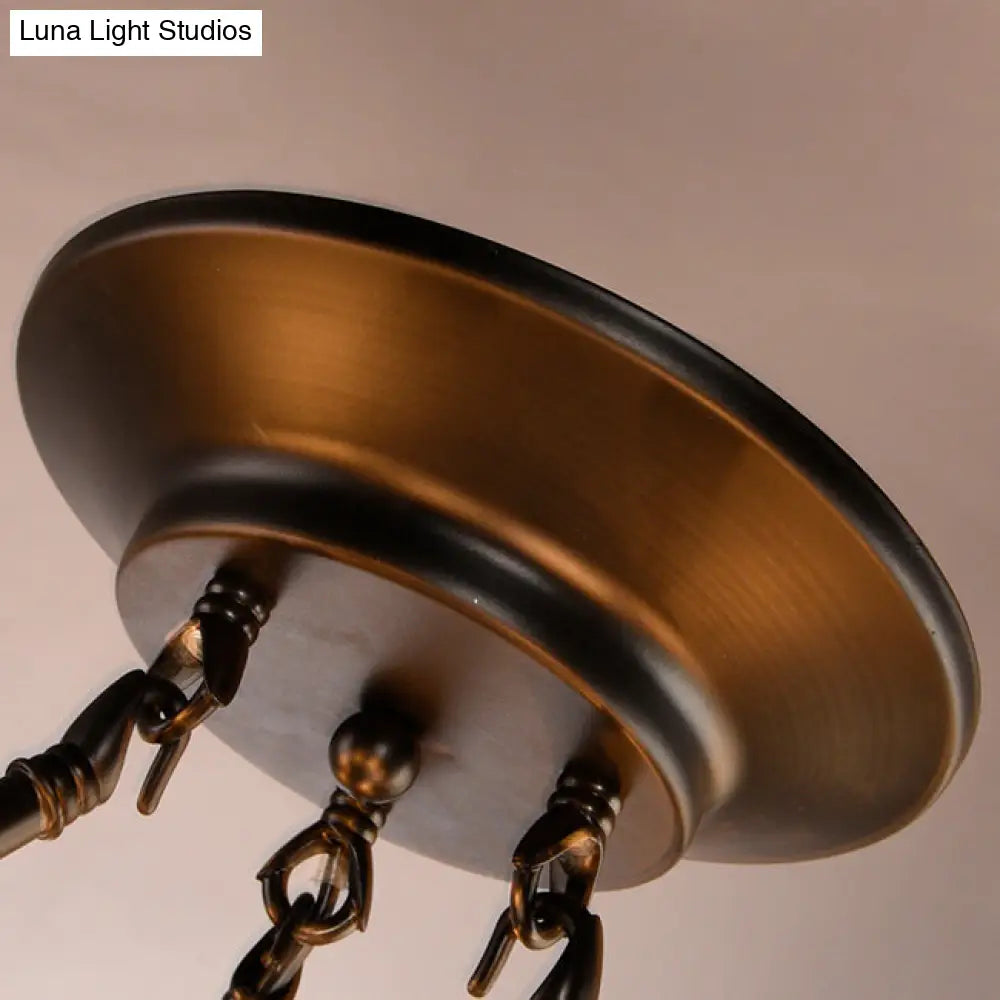 ثريا مخروطية من الزجاج الملون الأزرق مع 6 مصابيح - مصباح تقليدي