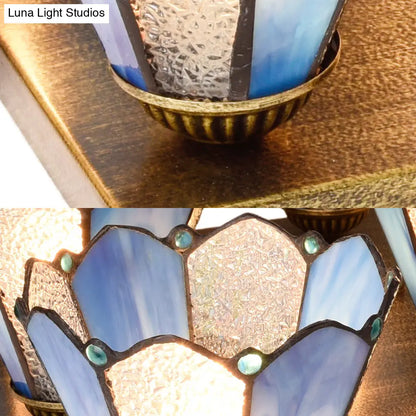 Lámpara de techo empotrada DecorBites™ de cristal azul con estilo retro - Ideal para el comedor