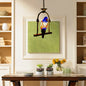 Blue Stained Glass Parrot Ceiling Pendant with Swing: Tiffany Style, Suspended Light