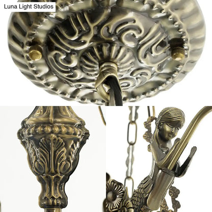 Blue Stained Glass Tiffany Pendant Lamp with 7/9 Light Cone Ceiling Chandelier