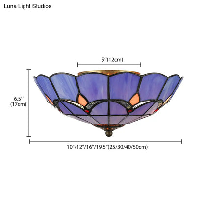 DecorBites™ DecorBites™ Blue Tiffany Dome Flush Mount Ceiling Lights with Jewel Decoration in Various Sizes for Bedroom
