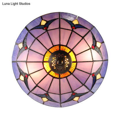 DecorBites™ DecorBites™ Blue Tiffany Dome Flush Mount Ceiling Lights with Jewel Decoration in Various Sizes for Bedroom