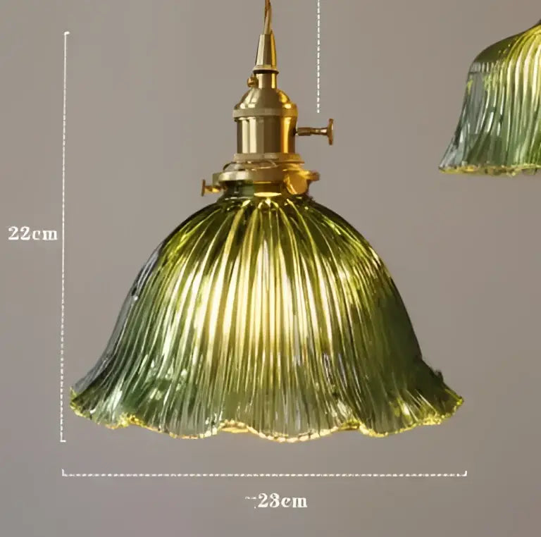 Green ribbed glass pendant lights with brass hardware for bedroom decorbites pendant lighting fixture