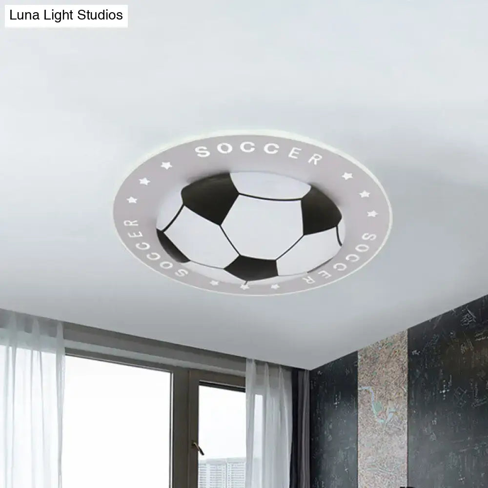 DecorBites kids led flush mount spotlight with black white soccer ball design and acrylic shade 16.5 to 20.5 inches