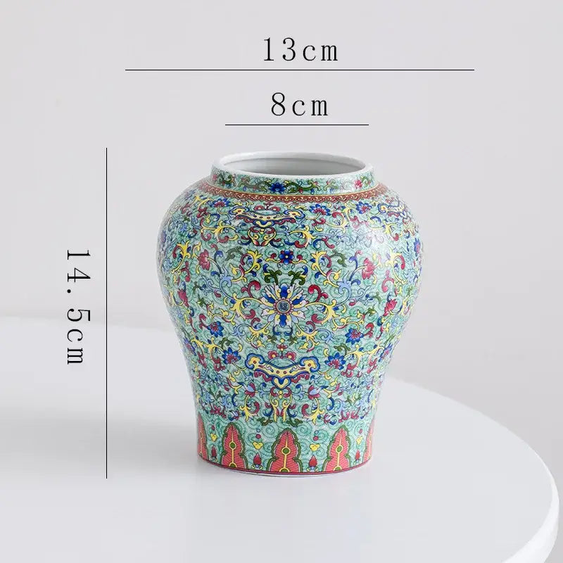 Blue white porcelain floral vase decorbites white porcelain ceramic decor with vibrant turquoise yellow and red patterns