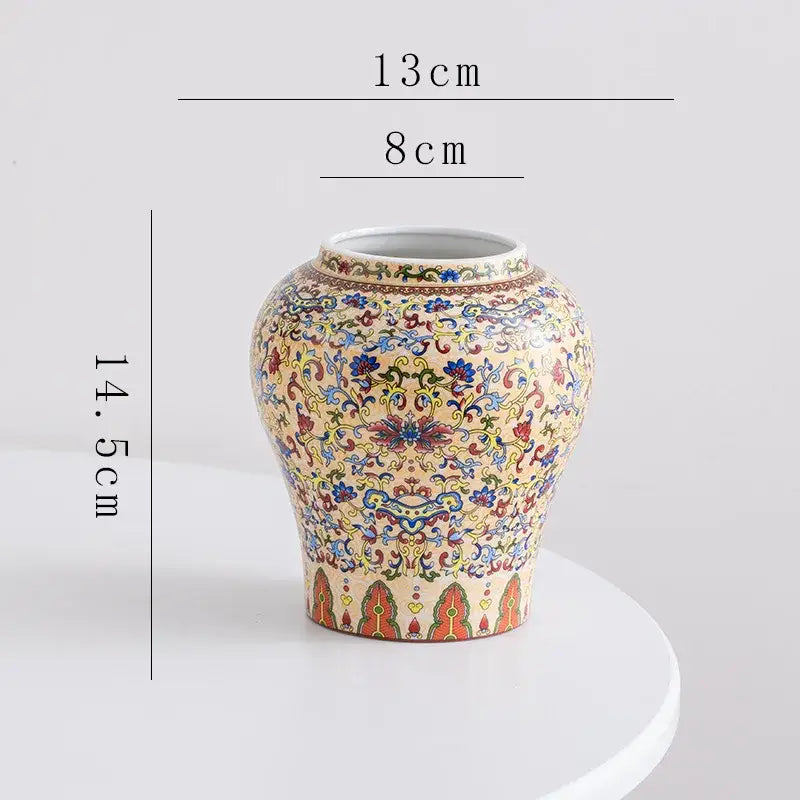 A blue white porcelain floral vase with intricate patterns and ornate red and gold accents for living room decorbites decor