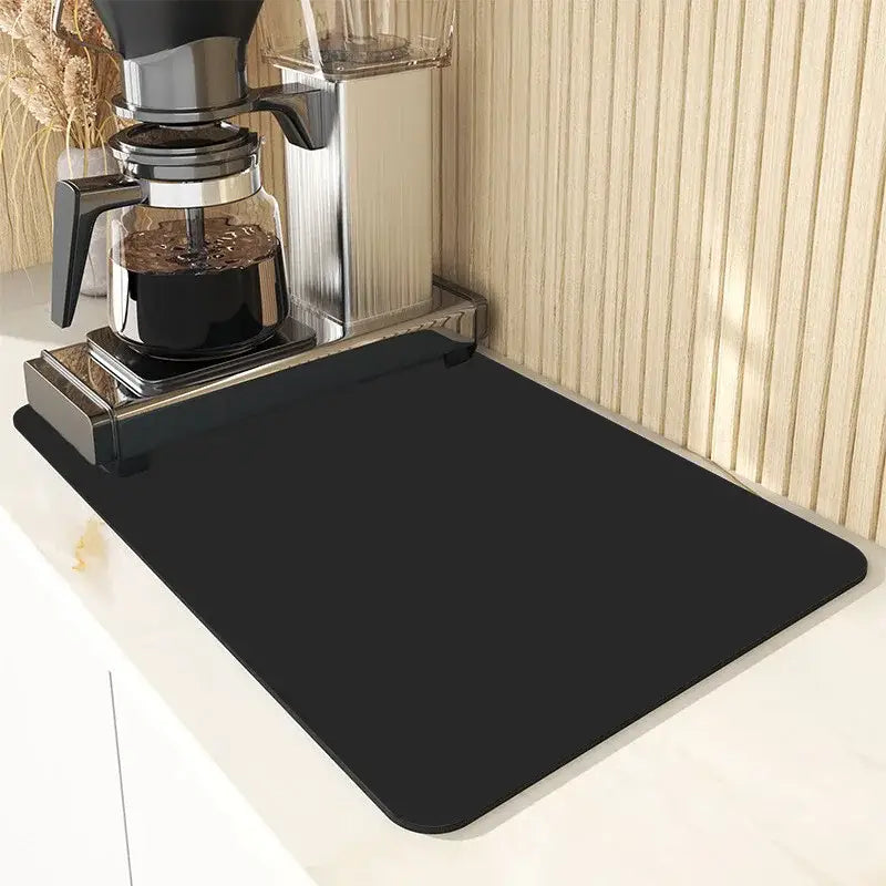 Black rectangular dining table mat with smooth non slip surface for blue and yellow decorbites dining table set