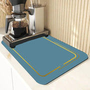 Blue and yellow dining table mat with bright border lines for decorbites dining table kitchen decor use