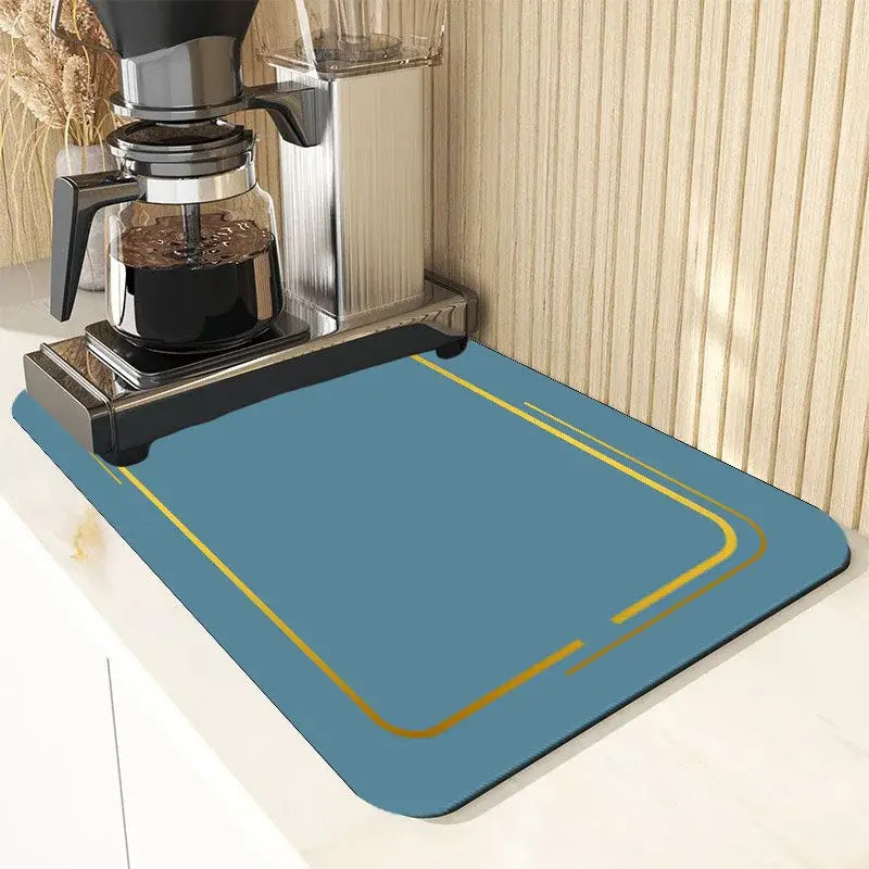 Blue and yellow dining table mat with border lines perfect for decorbites dining table kitchen decor
