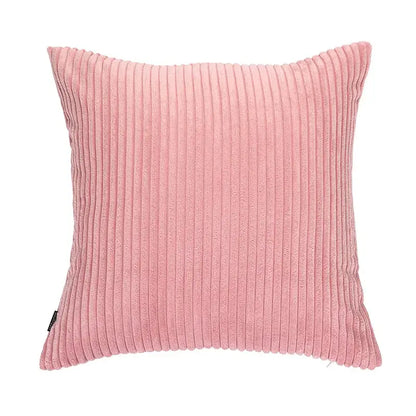 A soft blush pink corduroy flocking pillow cover with classic ribbed texture for living room decorbites decor