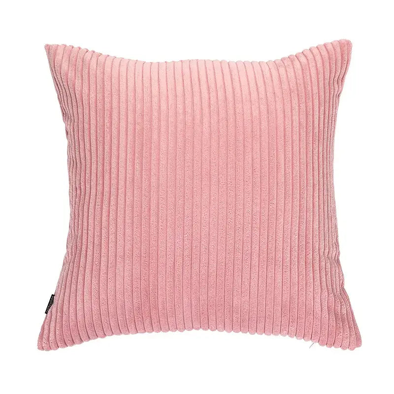 A soft blush pink corduroy flocking pillow cover with classic ribbed texture for living room decorbites decor