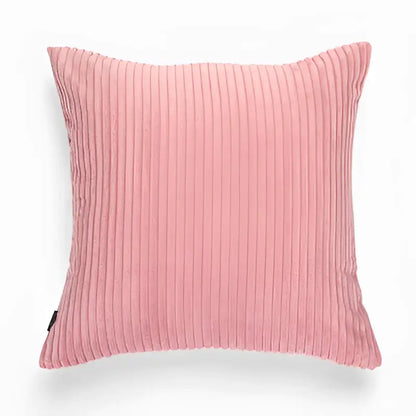 A soft blush pink corduroy flocking pillow cover with subtle ribbed texture for living room decorbites decor