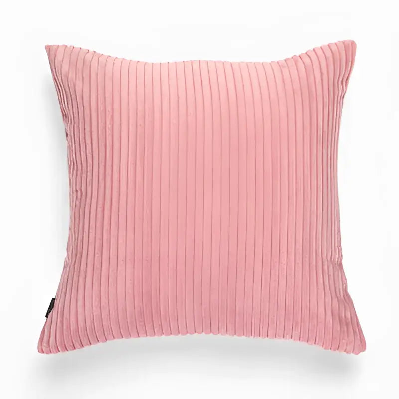 A soft blush pink corduroy flocking pillow cover with subtle ribbed texture for living room decorbites decor