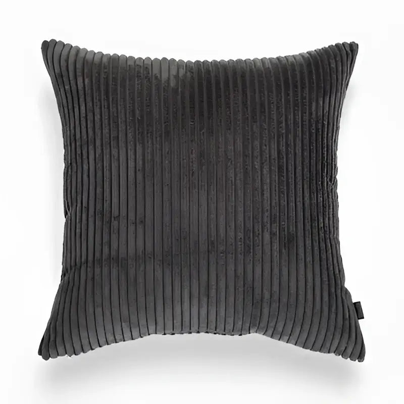 Dark gray corduroy throw pillow with vertical ribbed texture for living room decorbites corduroy flocking pillow cover