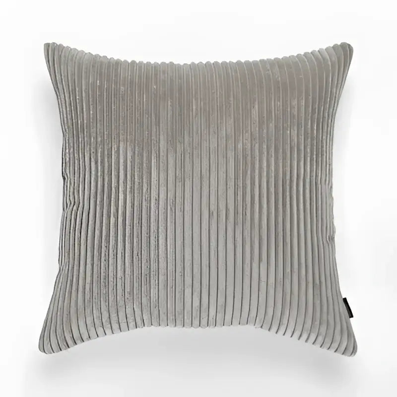 Gray corduroy throw pillow with vertical ribbed texture featuring decorbites corduroy flocking pillow cover design