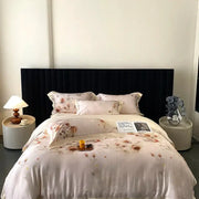 Blush rose eucalyptus fiber flowers bedding set with floral satin fabric in soft blush and muted rose tones for bedroom decorbites eucalyptus fiber