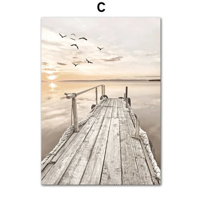 Bohemia Beach Landscape Canvas Wall Art - C / 50X70cm No Frame - Posters