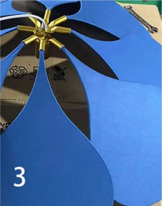 Blue flower-shaped pendant light with gold central hub in decorbites bohemia linen e27 cream for bedroom decor