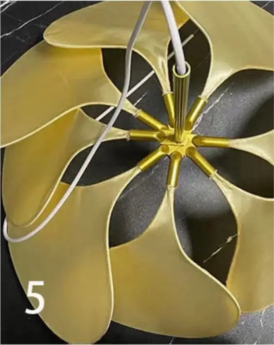 Bohemia linen e27 cream flower pendant light with golden metallic design and white electrical cord for bedroom decorbites