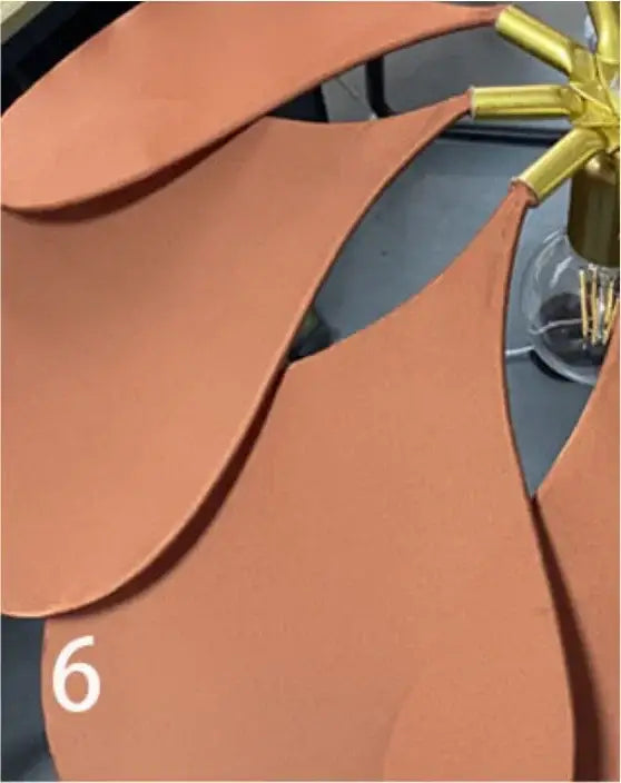 Bohemia linen e27 pendant light with terracotta leather layered petals and gold-toned fixture for bedroom decor