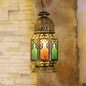 Bohemia Stained Glass Bedside Pendant Light with Down Lighting and Brass/Copper Finish