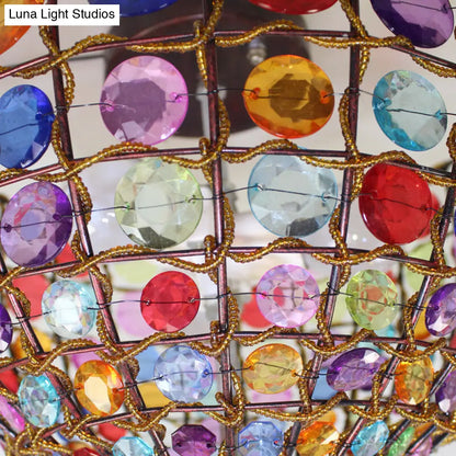 Lámpara de techo empotrada DecorBites™ estilo bohemio de hierro con 3 luces, acabado en cobre envejecido y soportes de vidrio