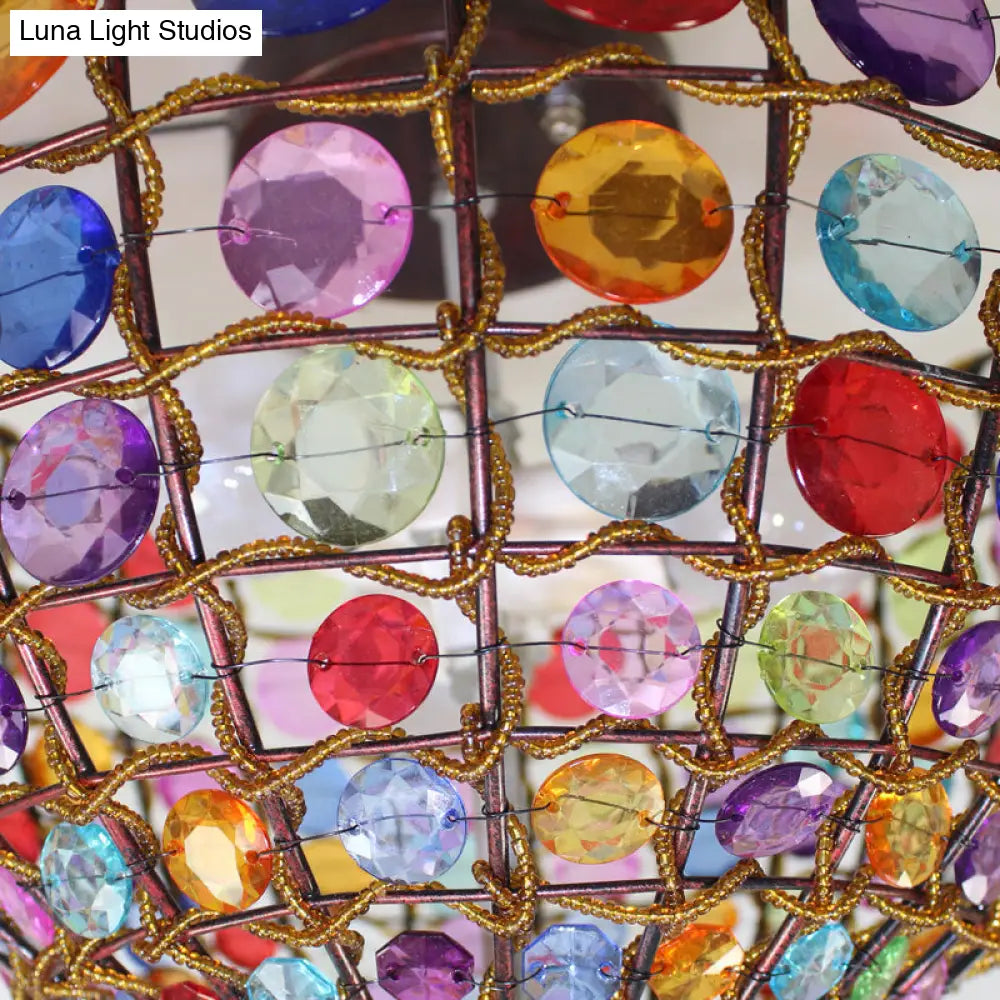 Lámpara de techo empotrada DecorBites™ estilo bohemio de hierro con 3 luces, acabado en cobre envejecido y soportes de vidrio