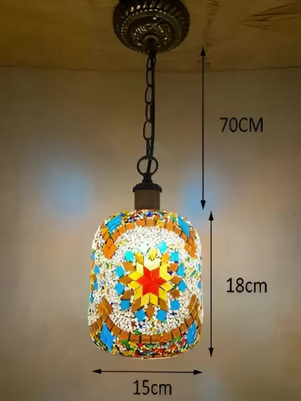 Bohemia turkish mosaic hanging sconce with vibrant red starburst and blue gold patterns for bedroom vintage led light