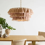 Bohemian blush pink tassel light with gold chain suspension light ideal for bedroom decorbites bohemian chandelier