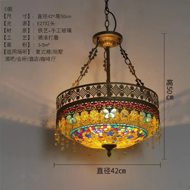 Ornate decorbites bohemian exotic pendant lights with intricate metalwork colorful stained glass and crystal beads