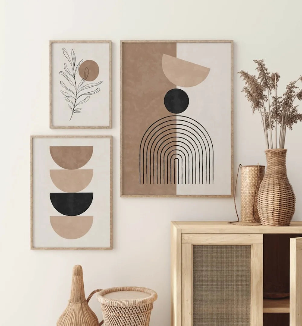 Bohemian Geometric Plant Wall Art Set