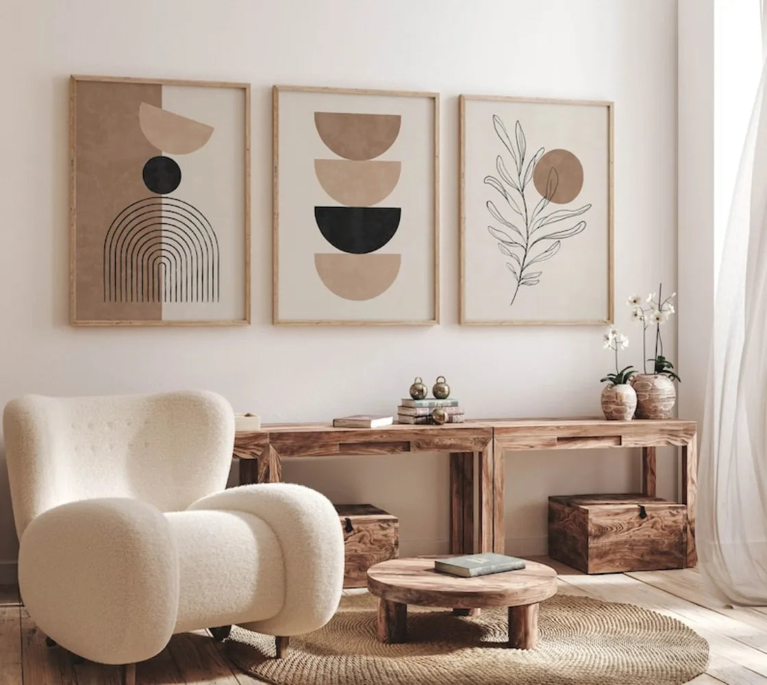 Bohemian Geometric Plant Wall Art Set