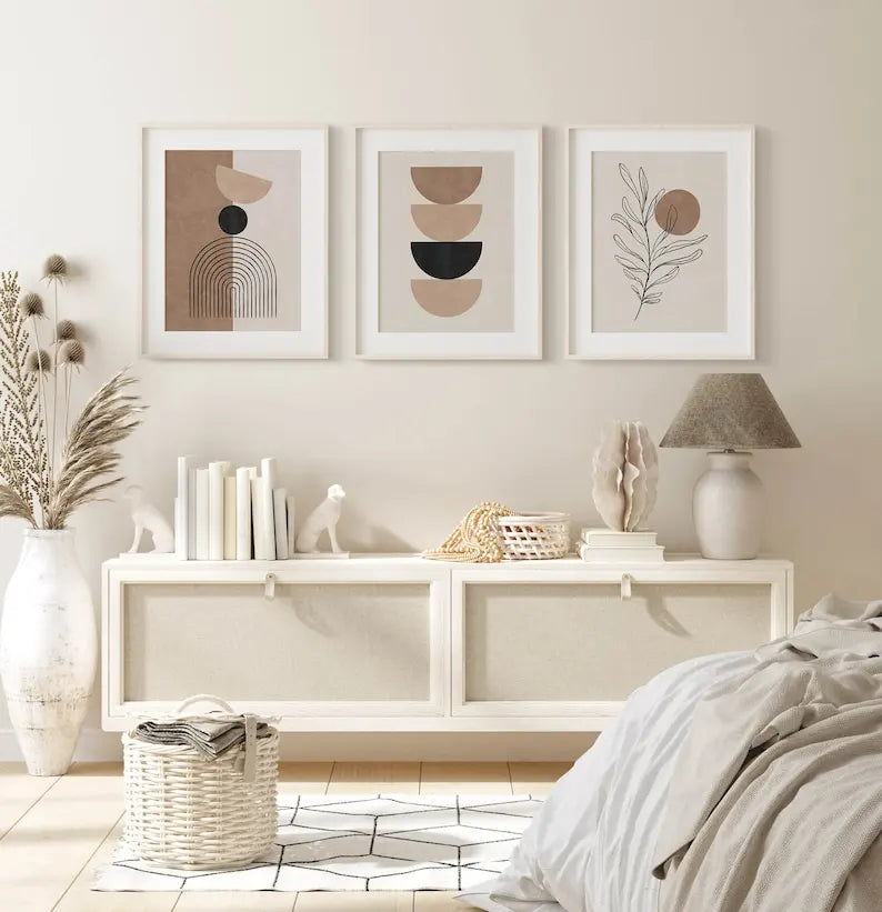 Bohemian Geometric Plant Wall Art Set