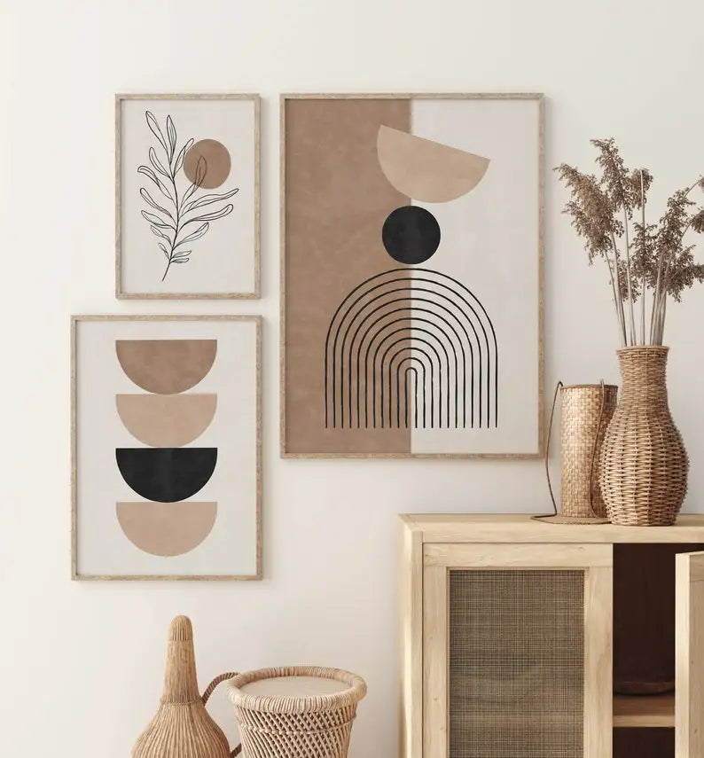 Bohemian Geometric Plant Wall Art Set