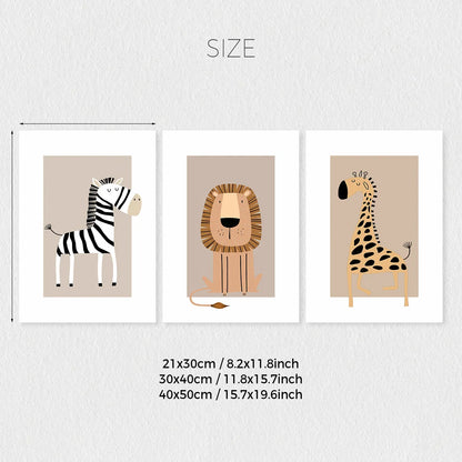 Bohemian Jungle Animal Toddler Canvas Set - Posters