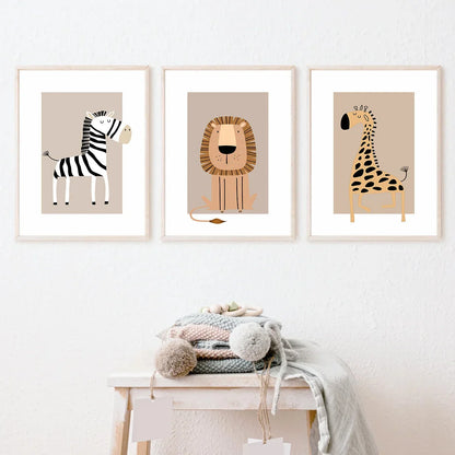 Bohemian Jungle Animal Toddler Canvas Set - Posters