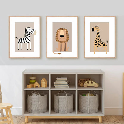 Bohemian Jungle Animal Toddler Canvas Set - Posters