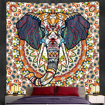Vibrant bohemian purple and pink elephant god mandala tapestry with ornate tribal decorbites elephant god design for bedroom decor