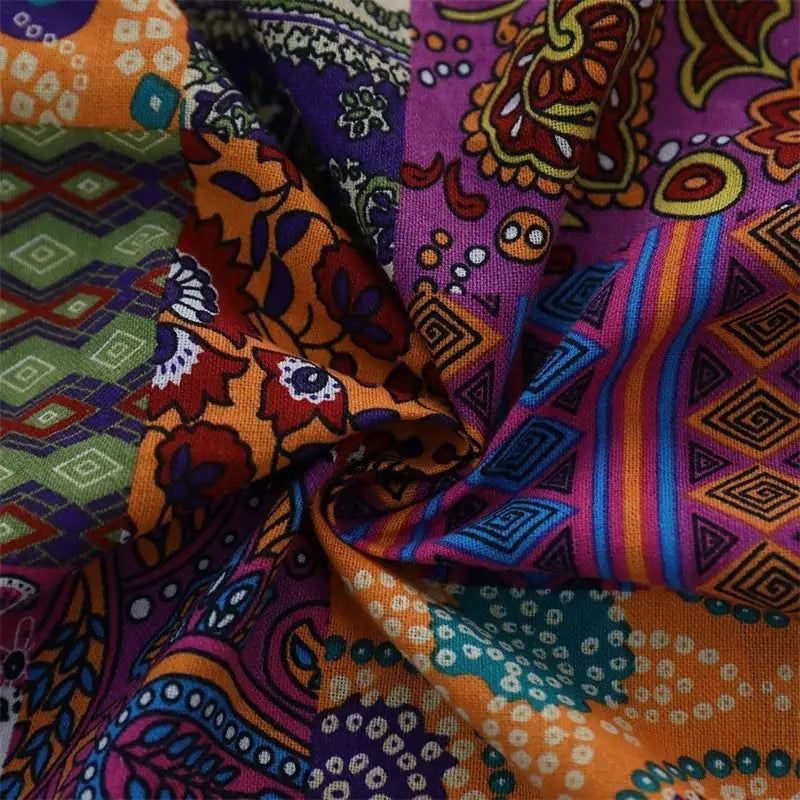 Vibrant multicolored cotton linen curtains with intricate paisley and geometric patterns for living room decorbites bohemian retro ethnic style