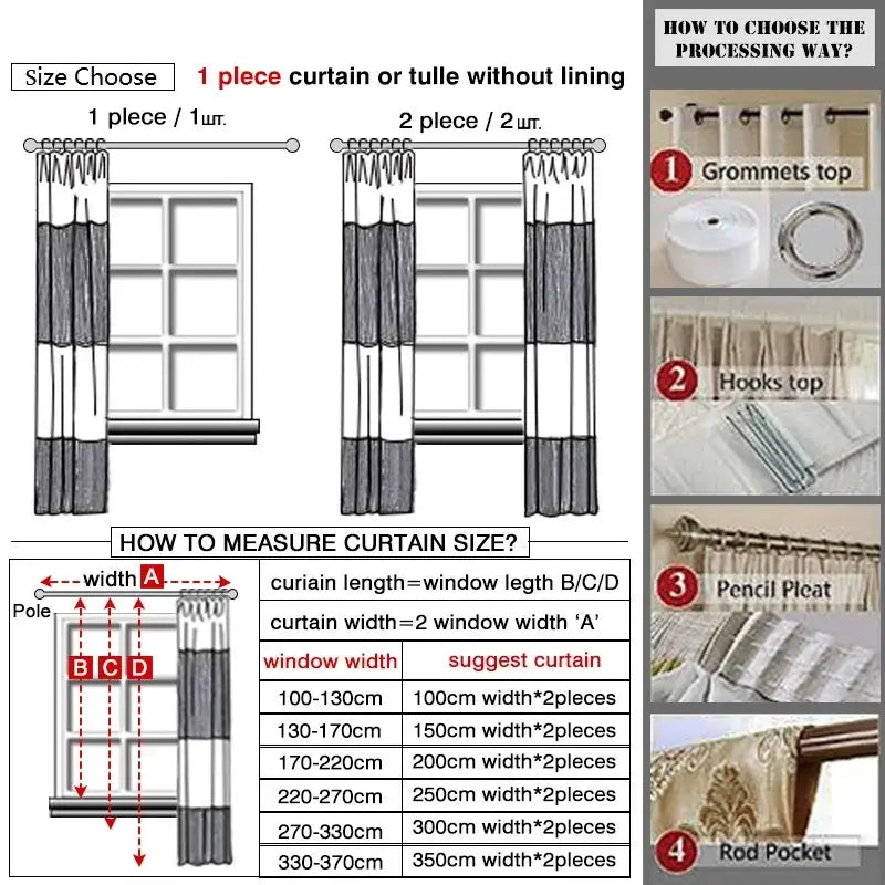 Gray and white cotton linen two-piece curtain with grommet top and striped lower section for decorbites bohemian retro ethnic decor