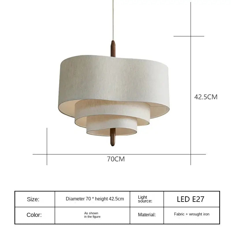 Beige layered fabric pendant lamp with wrought iron frame bohemian wabi sabi decorbites pendant lamps for living room