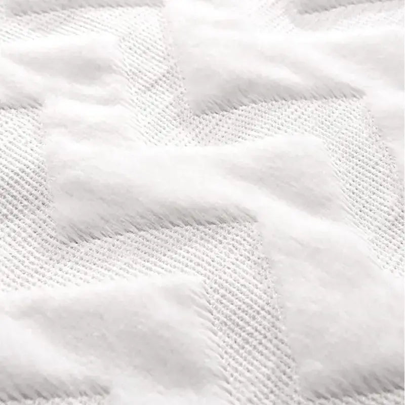 Boho chic white faux fur chevron pillow cover with white textured fabric and subtle woven pattern for decorbites decor