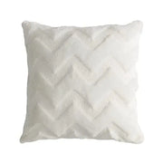 White faux fur throw pillow cover with textured chevron pattern boho chic pillow for bedroom decorbites decor