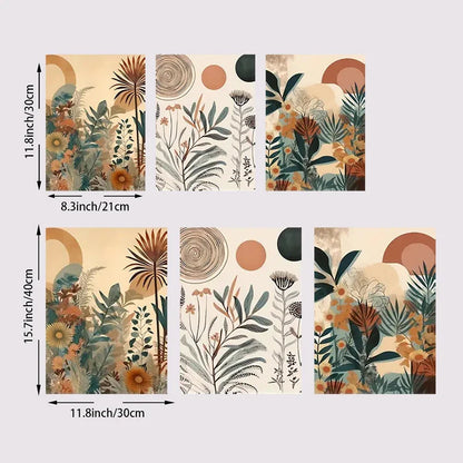 Boho Floral Modern Canvas Art Set