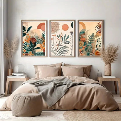 Boho Floral Modern Canvas Art Set