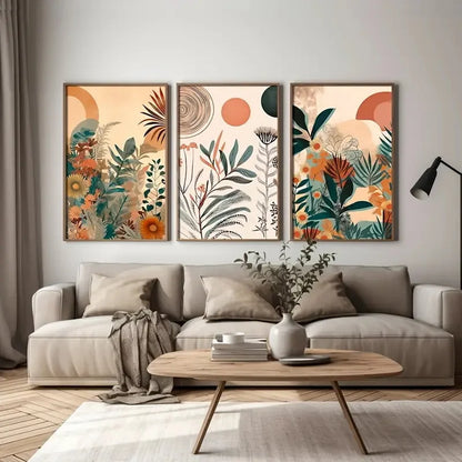 Boho Floral Modern Canvas Art Set