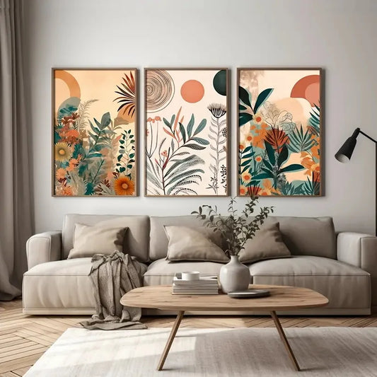Boho Floral Modern Canvas Art Set
